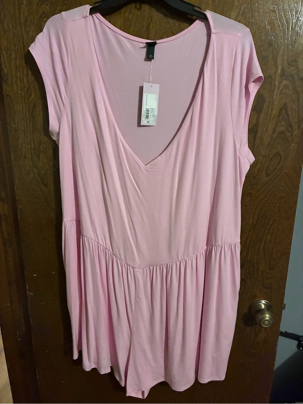 wild fable Light Pink V-Neck Flutter-Hem romper
